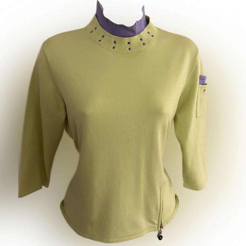 Jamie Sadock Golf Sweater - XS chartreuse lavender , silk spandex